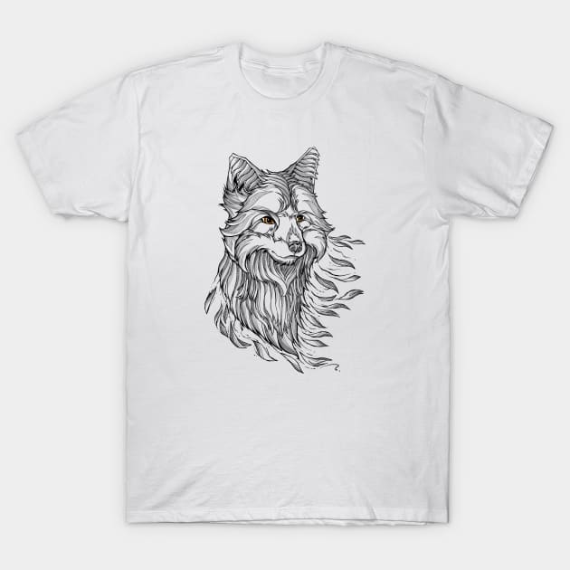 Fading Fox T-Shirt by monochromefrog